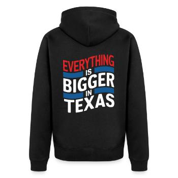 Texas State Texans Texas - Unisex Premium Organic Zip Hoodie - black - Back - Nico (187cm)