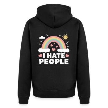 Funny, sarcasm, sarcastic humor, irony - Unisex Premium Organic Zip Hoodie - black - Back - Nico (187cm)