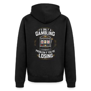 Kasino Glückspiel Casino Las Vegas Glückspieler - Unisex Premium Bio Zip Hoodie - Schwarz - Hinten - Nico (187cm)