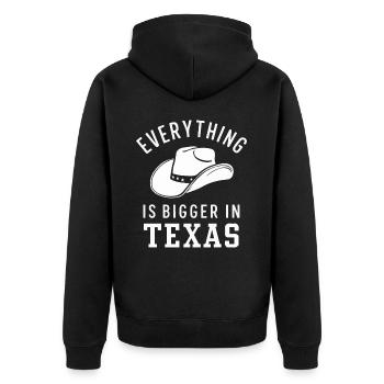 Texas State Texans Texas - Unisex Premium Organic Zip Hoodie - black - Back - Nico (187cm)