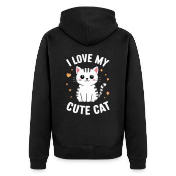 Chat, Amoureux Des Chats, Propriétaire De Chat, Chaton - Veste à capuche bio Premium Unisexe - noir - Dos - Nico (187cm)
