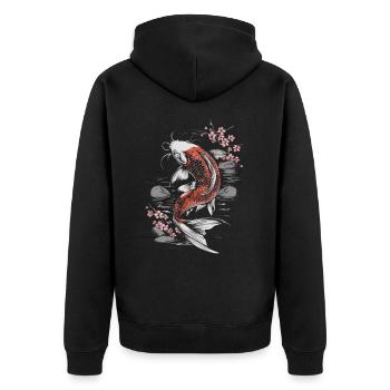 Koi Fisch Karpfen Japan China Fische - Unisex Premium Bio Zip Hoodie - Schwarz - Hinten - Nico (187cm)