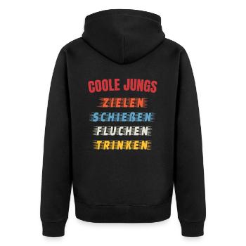 Witziger Fußball Spruch Coole Jungs Trinken Bier - Unisex Premium Bio Zip Hoodie - Schwarz - Hinten - Nico (187cm)