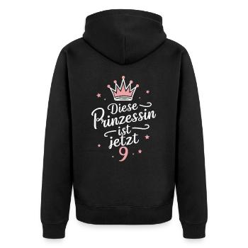 Cadeau d’anniversaire 9 ans Anniversaire d’enfants - Veste à capuche bio Premium Unisexe - noir - Dos - Nico (187cm)