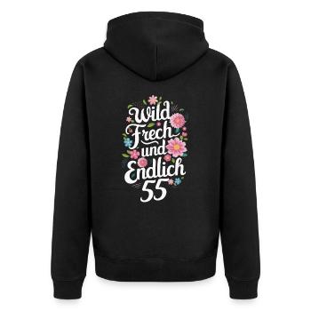 Cadeau d’anniversaire 55 ans Anniversaire Enfant - Veste à capuche bio Premium Unisexe - noir - Dos - Nico (187cm)