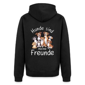 Hund Hunde Haustier Lustige Sprüche - Unisex Premium Bio Zip Hoodie - Schwarz - Hinten - Nico (187cm)