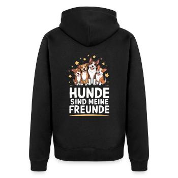Hund Hunde Haustier Lustige Sprüche - Unisex Premium Bio Zip Hoodie - Schwarz - Hinten - Nico (187cm)