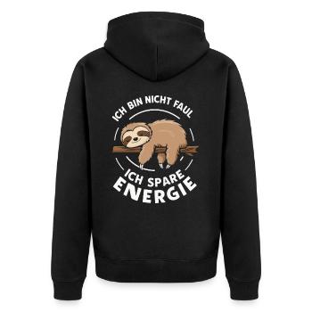 Sloth Sloths Animal Sleeping Lazy - Unisex Premium Organic Zip Hoodie - black - Back - Nico (187cm)