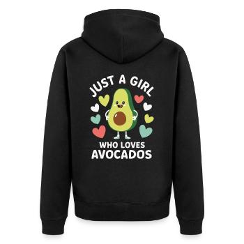 Avocado Essen Guacamole Vegan - Unisex Premium Bio Zip Hoodie - Schwarz - Hinten - Nico (187cm)