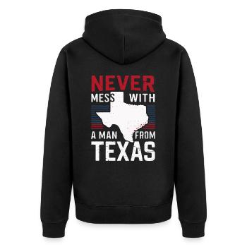 Texas State Texans Texas - Unisex Premium Organic Zip Hoodie - black - Back - Nico (187cm)