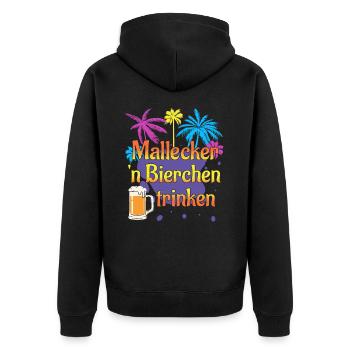Malle Mallecker Bierchen Trinken Mallorca Bier - Unisex Premium Bio Zip Hoodie - Schwarz - Hinten - Nico (187cm)