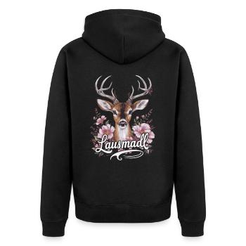 Freistaat Bayern Bayrisch - Unisex Premium Bio Zip Hoodie - Schwarz - Hinten - Nico (187cm)