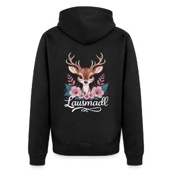 Freistaat Bayern Bayrisch - Unisex Premium Bio Zip Hoodie - Schwarz - Hinten - Nico (187cm)