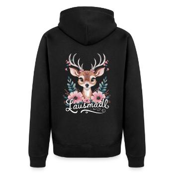 Freistaat Bayern Bayrisch - Unisex Premium Bio Zip Hoodie - Schwarz - Hinten - Nico (187cm)