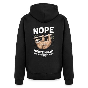Faultier Faultiere Tier Schlafen Faul - Unisex Premium Bio Zip Hoodie - Schwarz - Hinten - Nico (187cm)