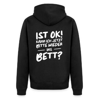 Funny Funny Funny Saying Funny Clothing - Unisex Premium Organic Zip Hoodie - black - Back - Nico (187cm)