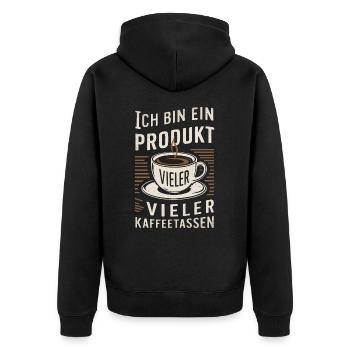 Kaffee Coffee Kaffeetrinker Kaffeeliebhaber - Unisex Premium Bio Zip Hoodie - Schwarz - Hinten - Nico (187cm)