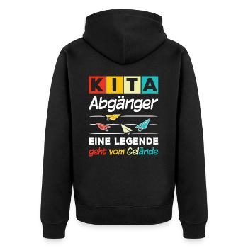 Kita Abgänger Eine Legende Geht Vom Gelände - Unisex Premium Bio Zip Hoodie - Schwarz - Hinten - Nico (187cm)