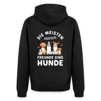 Hund Hunde Haustier Lustige Sprüche - Unisex Premium Bio Zip Hoodie - Schwarz - Hinten - Nico (187cm)