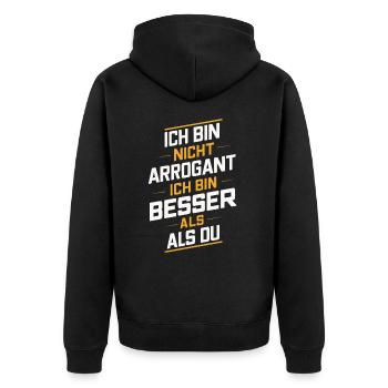 Sarcasme Ironie Drôle Paroles sarcastiques - Veste à capuche bio Premium Unisexe - noir - Dos - Nico (187cm)