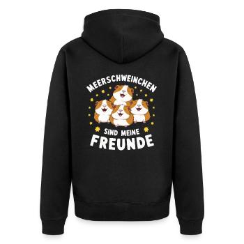 Meerschweinchen Kurzhaar Langhaar Crested Hunde - Unisex Premium Bio Zip Hoodie - Schwarz - Hinten - Nico (187cm)