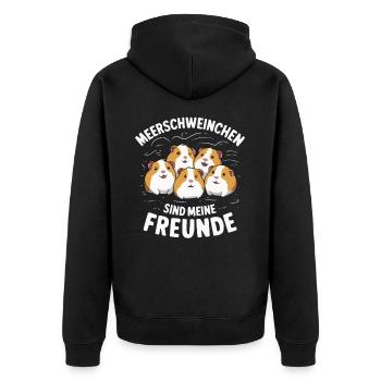 Meerschweinchen Kurzhaar Langhaar Crested Hunde - Unisex Premium Bio Zip Hoodie - Schwarz - Hinten - Nico (187cm)