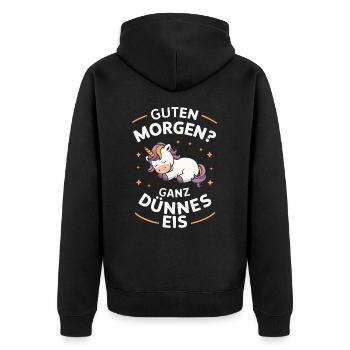 Unicorn Unicorns Mythical Creatures Mystical - Unisex Premium Organic Zip Hoodie - black - Back - Nico (187cm)