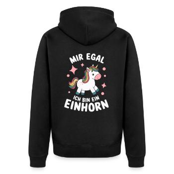 Unicorn Unicorns Mythical Creatures Mystical - Unisex Premium Organic Zip Hoodie - black - Back - Nico (187cm)