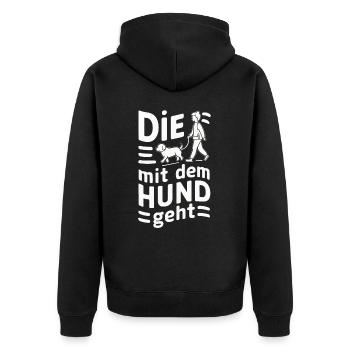 Hund Hunde Haustier Lustige Sprüche - Unisex Premium Bio Zip Hoodie - Schwarz - Hinten - Nico (187cm)