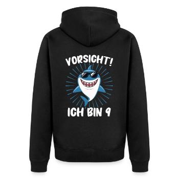 Cadeau d’anniversaire 9 ans Anniversaire des enfants - Veste à capuche bio Premium Unisexe - noir - Dos - Nico (187cm)