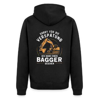 Excavator Driver Construction Worker Construction Site Construction Machine - Unisex Premium Organic Zip Hoodie - black - Back - Nico (187cm)