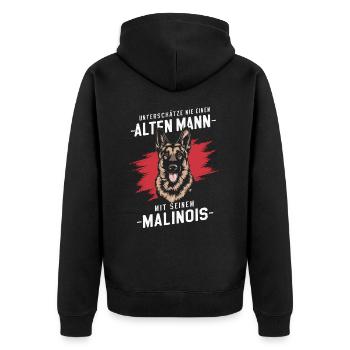 Chien de berger belge malinois Chiens - Veste à capuche bio Premium Unisexe - noir - Dos - Nico (187cm)