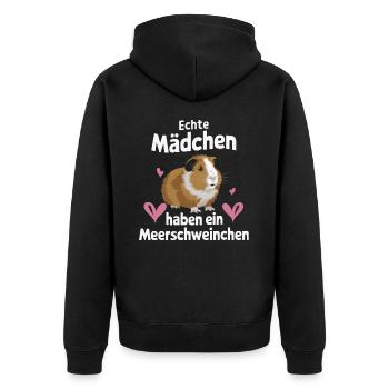 Meerschweinchen Kurzhaar Langhaar Crested Hunde - Unisex Premium Bio Zip Hoodie - Schwarz - Hinten - Nico (187cm)
