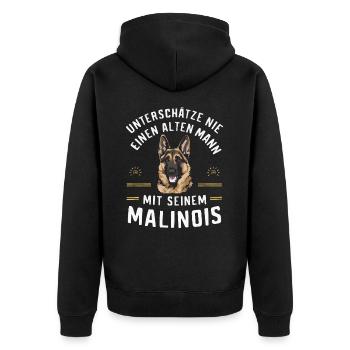 Chien de berger belge malinois Chiens - Veste à capuche bio Premium Unisexe - noir - Dos - Nico (187cm)