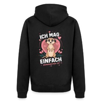 Erdmännchen Scharrtier Tier - Unisex Premium Bio Zip Hoodie - Schwarz - Hinten - Nico (187cm)