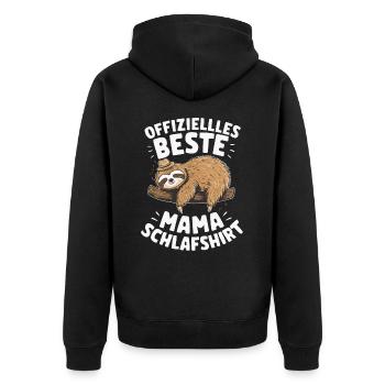 Faultier Faultiere Tier Schlafen Faul - Unisex Premium Bio Zip Hoodie - Schwarz - Hinten - Nico (187cm)