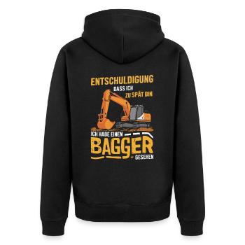 Excavator Driver Construction Worker Construction Site Construction Machine - Unisex Premium Organic Zip Hoodie - black - Back - Nico (187cm)