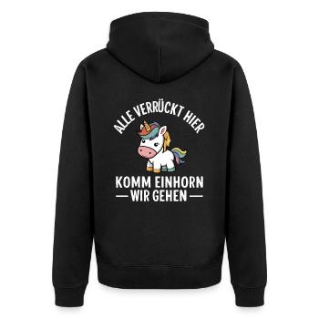 Funny Funny Funny Saying Funny Clothing - Unisex Premium Organic Zip Hoodie - black - Back - Nico (187cm)