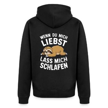 Faultier Faultiere Tier Schlafen Faul - Unisex Premium Bio Zip Hoodie - Schwarz - Hinten - Nico (187cm)