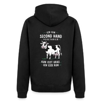 Vegetarier Veganer Tierschutz Tierrecht Veggie - Unisex Premium Bio Zip Hoodie - Schwarz - Hinten - Nico (187cm)