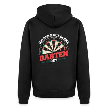 Darts Darts Darts Players Darts - Unisex Premium Organic Zip Hoodie - black - Back - Nico (187cm)