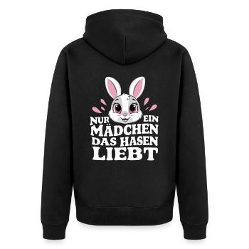 Hase Hasen Kaninchen Haustier - Unisex Premium Bio Zip Hoodie - Schwarz - Hinten - Nico (187cm)