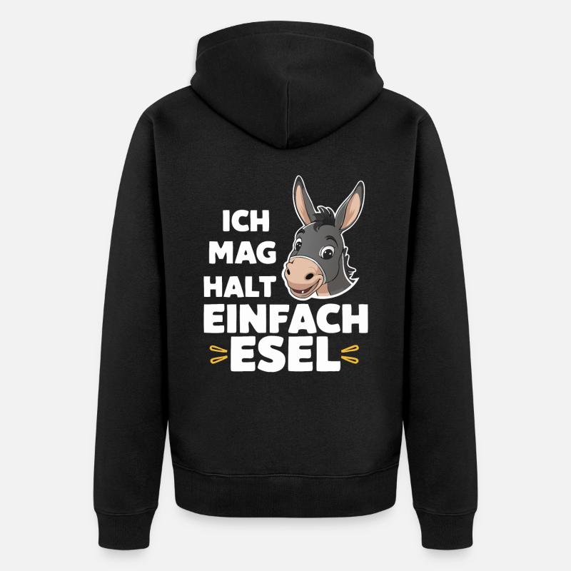 Esel Eselchen Maultier Muli - Unisex Premium Bio Zip Hoodie - Schwarz