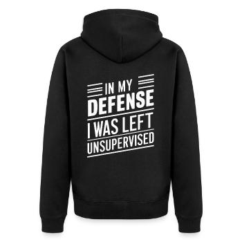 Lustig Sarkasmus sarkastischer Humor Ironie - Unisex Premium Bio Zip Hoodie - Schwarz - Hinten - Nico (187cm)