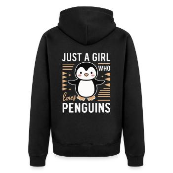 Pinguin Pinguine Tier - Unisex Premium Bio Zip Hoodie - Schwarz - Hinten - Nico (187cm)