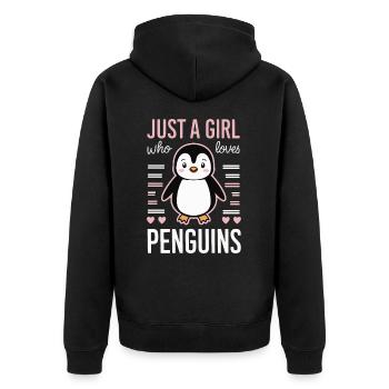 Pinguin Pinguine Tier - Unisex Premium Bio Zip Hoodie - Schwarz - Hinten - Nico (187cm)