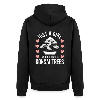 Bonsai Baum Japanisch Bonsai - Unisex Premium Bio Zip Hoodie - Schwarz - Hinten - Nico (187cm)