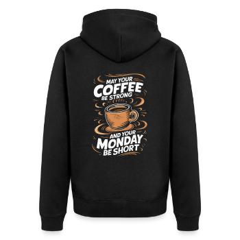 Kaffee Kaffees Trinker - Unisex Premium Bio Zip Hoodie - Schwarz - Hinten - Nico (187cm)