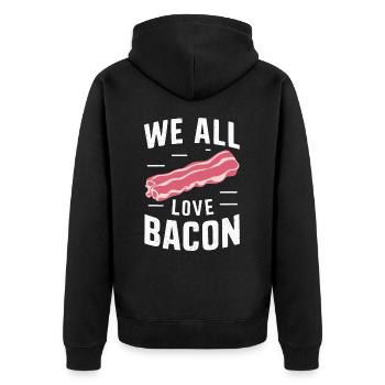 Bacon Frühstück Speck - Unisex Premium Bio Zip Hoodie - Schwarz - Hinten - Nico (187cm)
