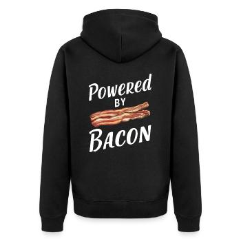 Bacon Frühstück Speck - Unisex Premium Bio Zip Hoodie - Schwarz - Hinten - Nico (187cm)